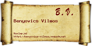 Benyovics Vilmos névjegykártya